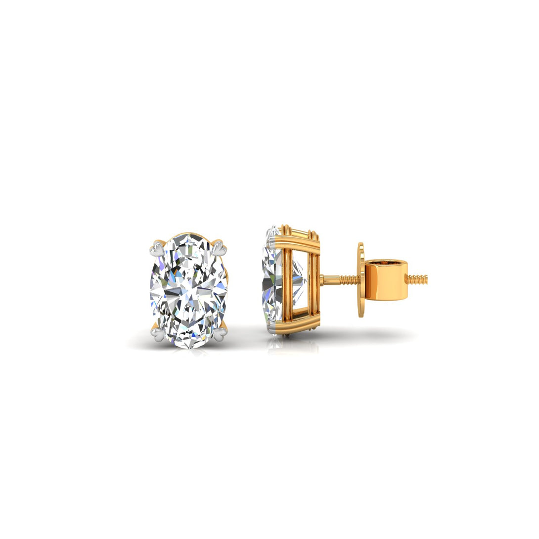 Elegant Oval Solitaire Stud Earrings with 2.00 Ct. CVD Lab-Grown Diamonds.