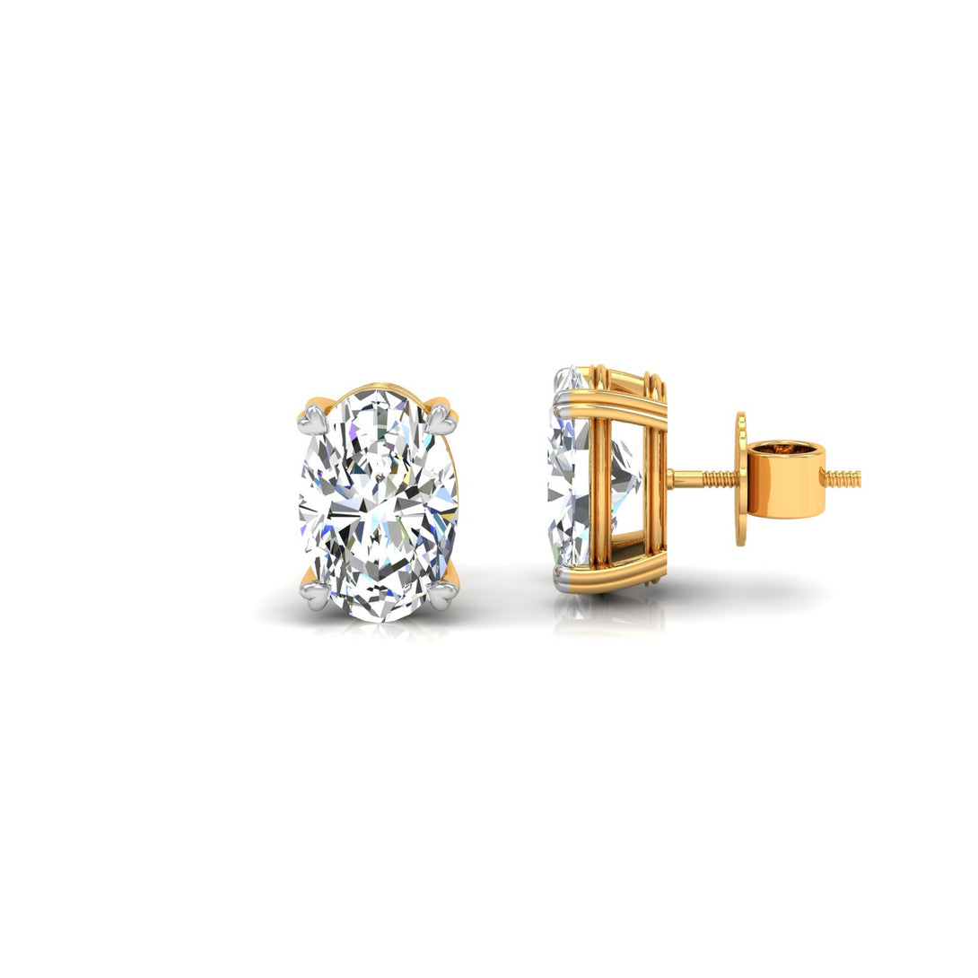 Elegant Oval Solitaire Stud Earrings with 3.00 Ct. CVD Lab-Grown Diamonds.