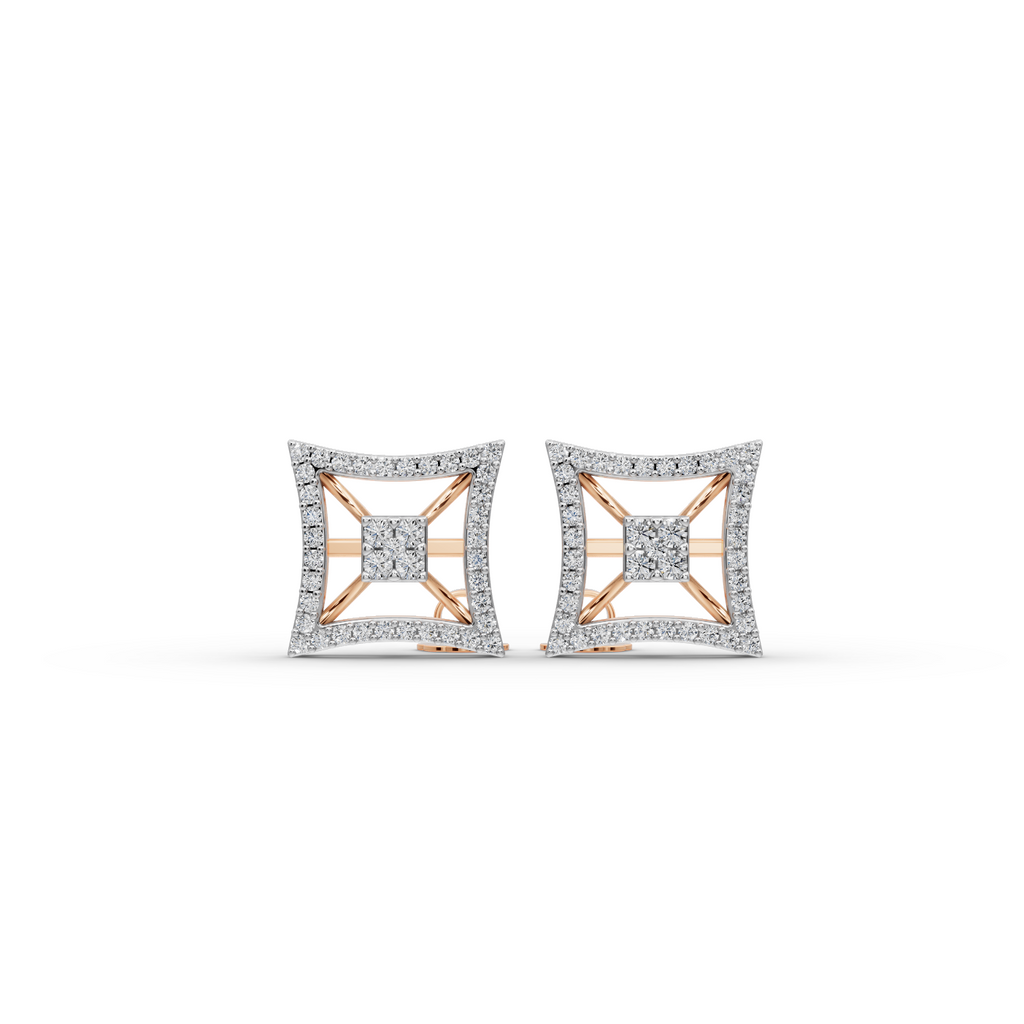 Square Halo Lab-Grown Diamond Earrings