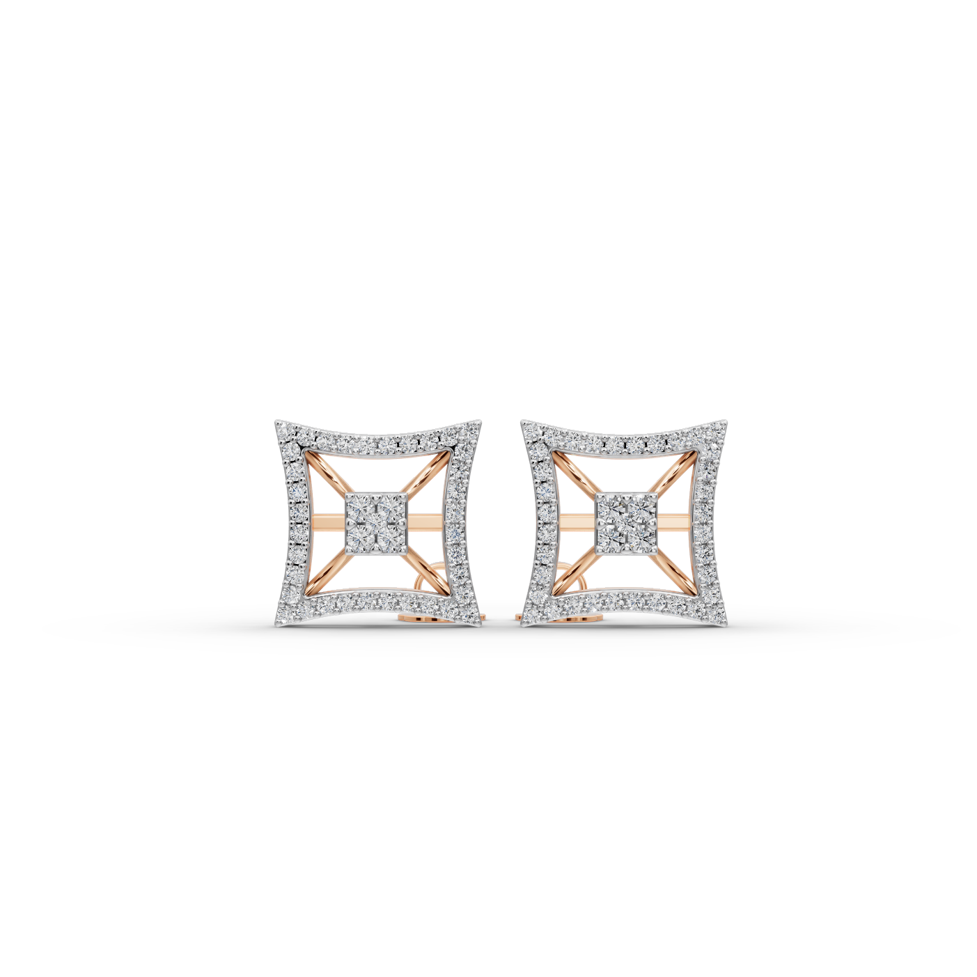 Square Halo Lab-Grown Diamond Earrings