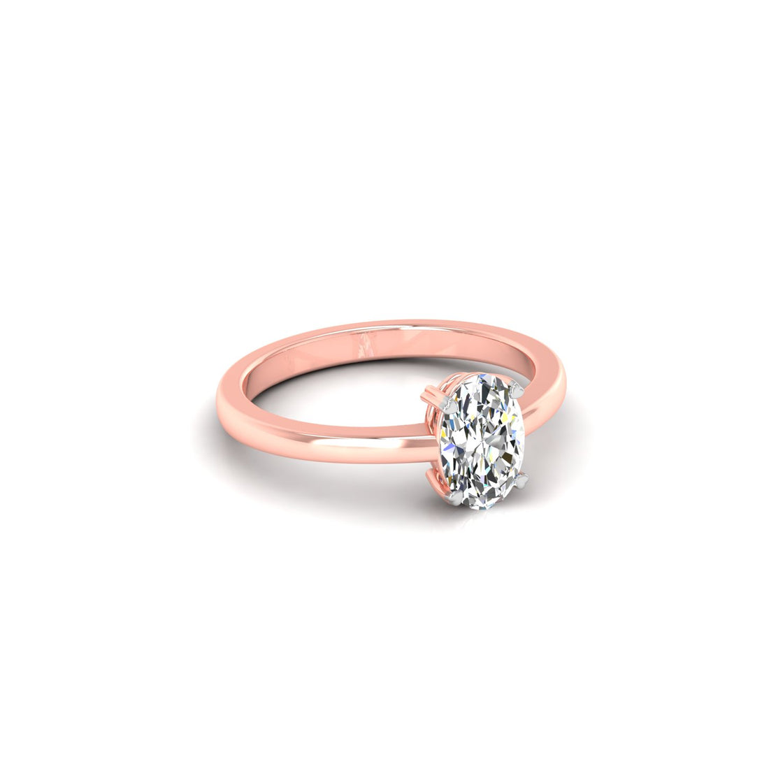 Elegant Oval Solitaire Ring with CVD 1.00 Ct. Lab-Grown Diamond.