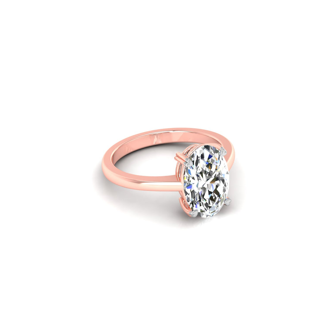 Elegant Oval Solitaire Ring with CVD 3.00 Ct. Lab-Grown Diamond.