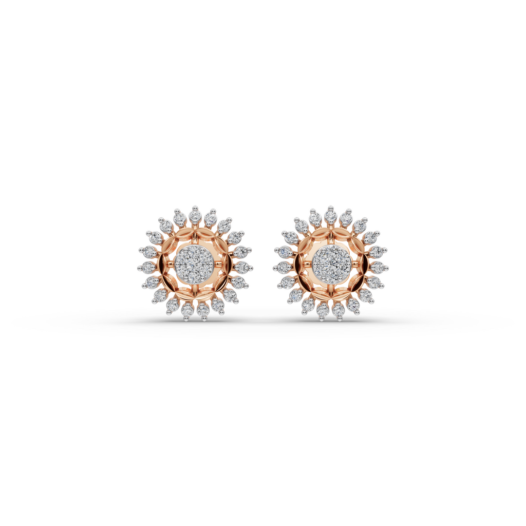 Sunburst Halo Lab-Grown Diamond Earrings