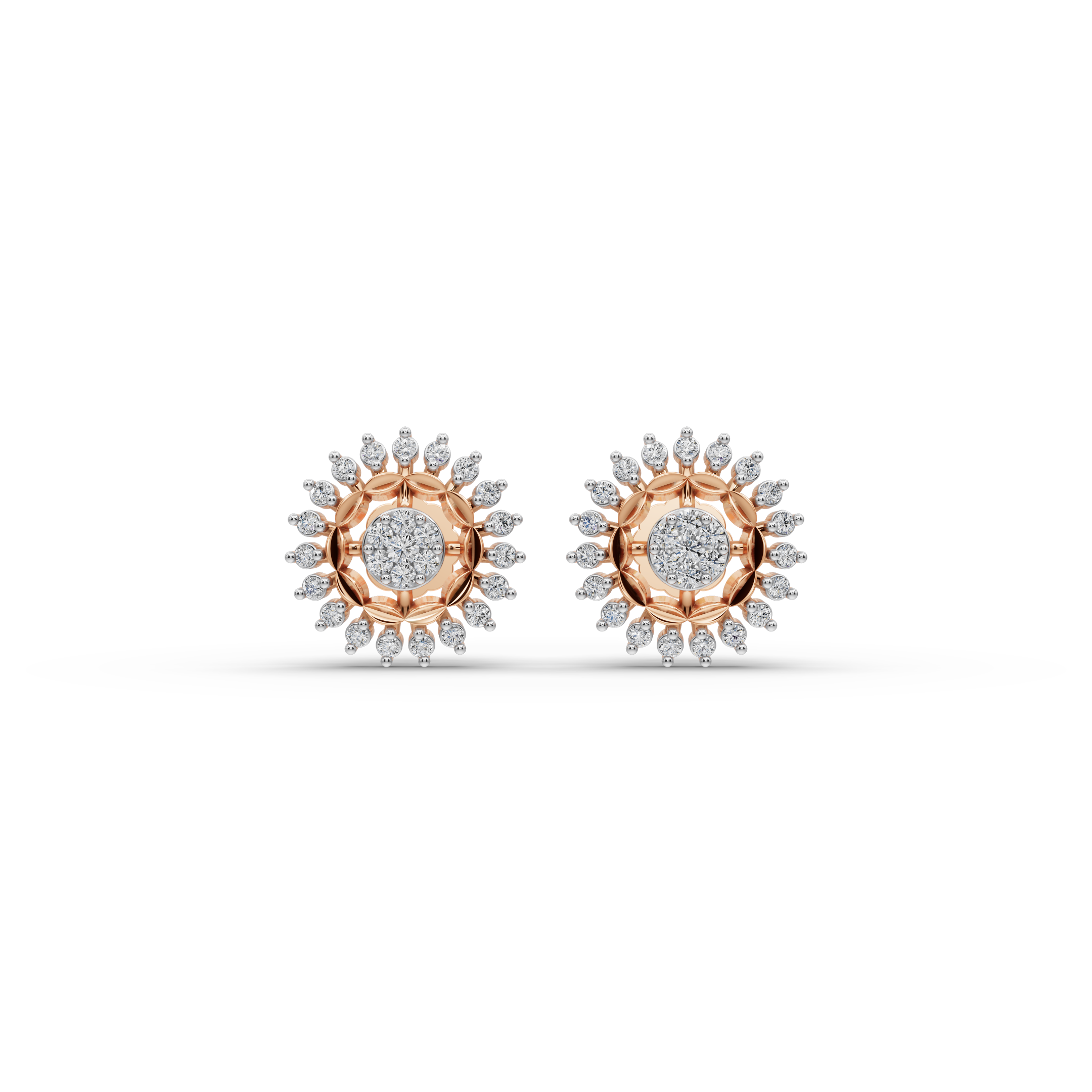 Sunburst Halo Lab-Grown Diamond Earrings