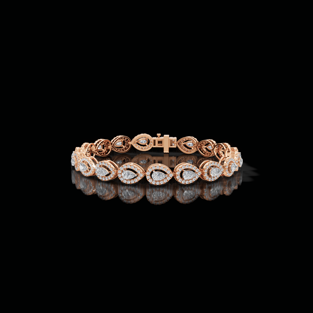 Elegant Pear Lab-Grown CVD Diamond Tennis Bracelet