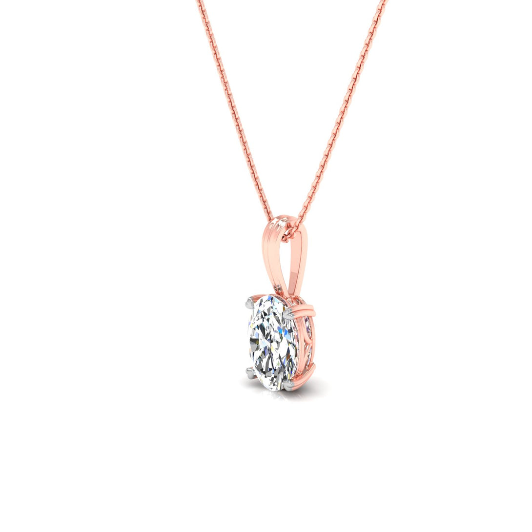 Elegant Oval Cut Solitaire Pendant with 3.00 ct. CVD Lab-Grown Diamond.