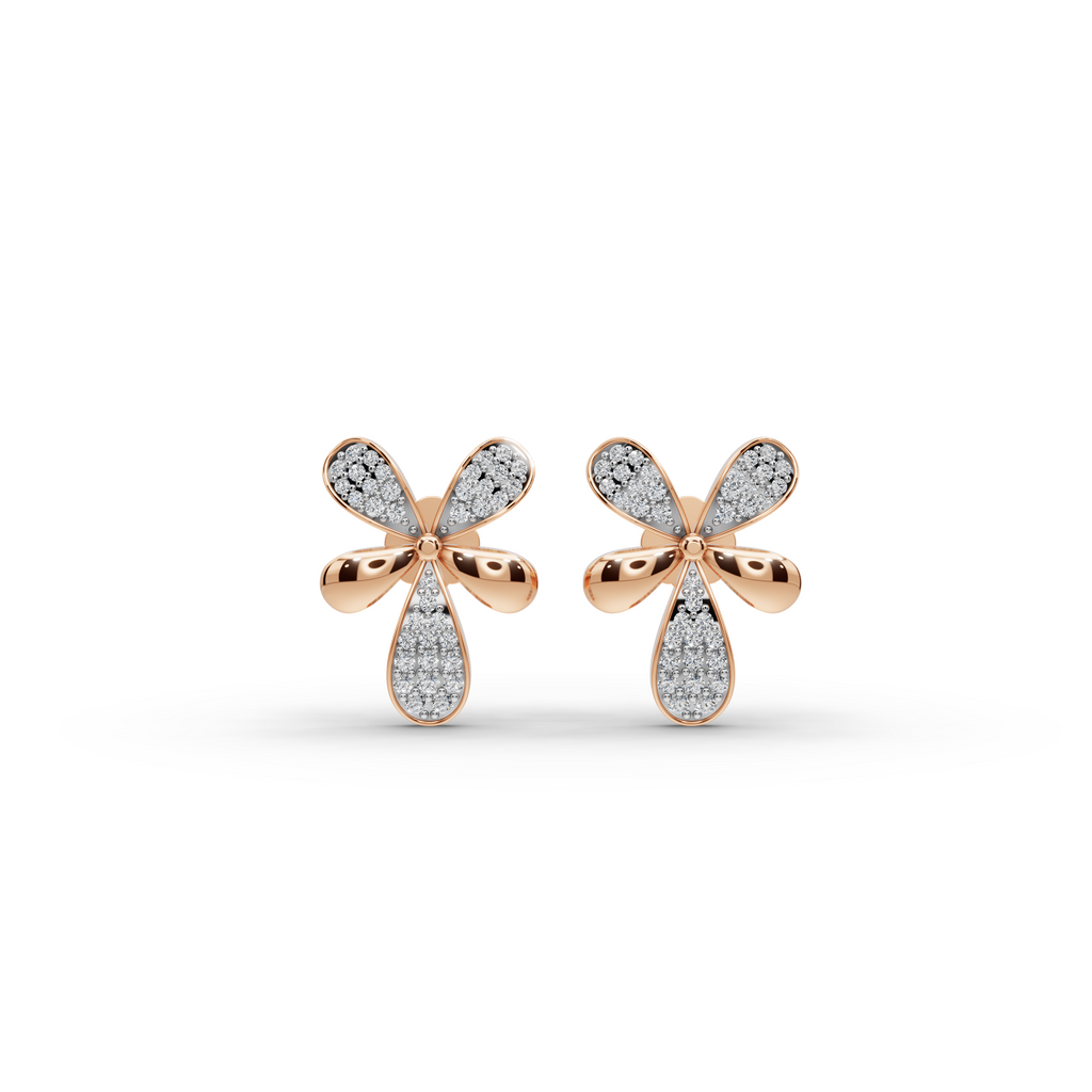 Four Petal Lab-Grown Diamond Earrings