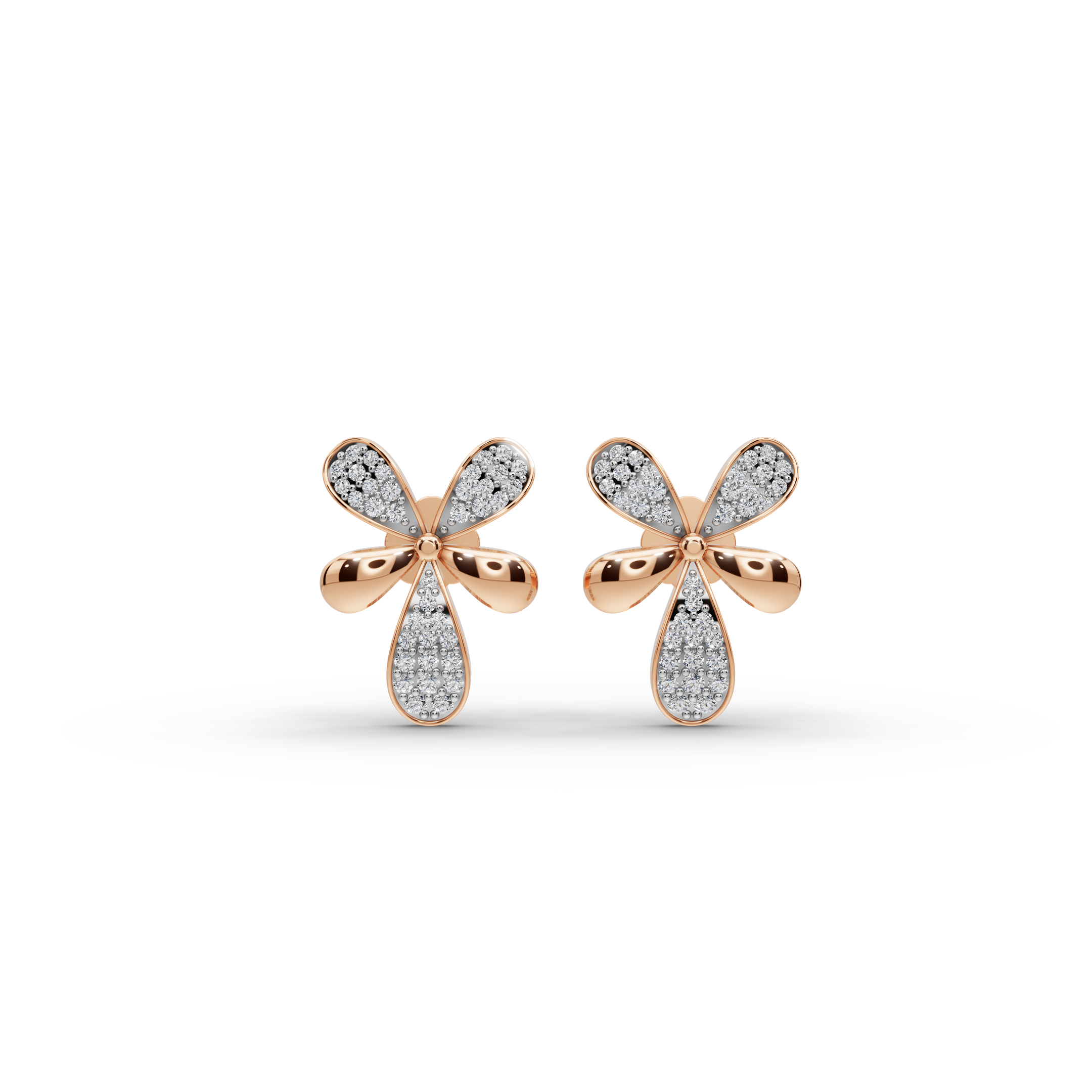Four Petal Lab-Grown Diamond Earrings