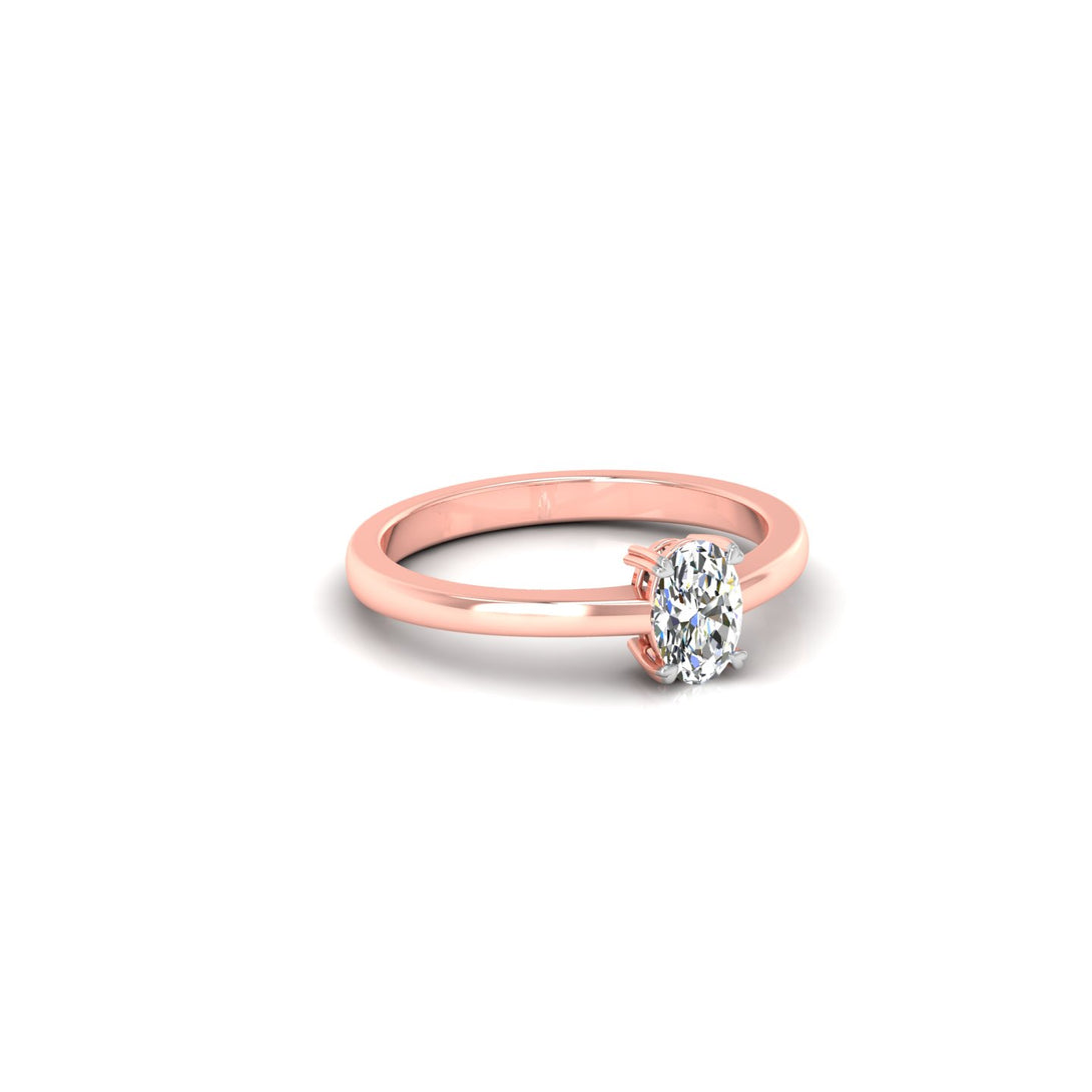 Elegant Oval Solitaire Ring with CVD 0.50 Ct. Lab-Grown Diamond.