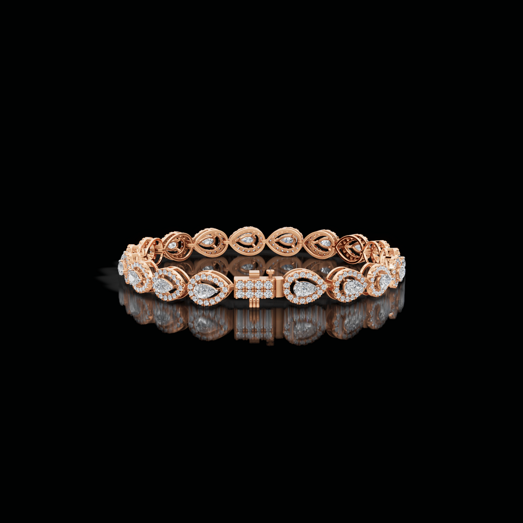 Elegant Pear Lab-Grown CVD Diamond Tennis Bracelet