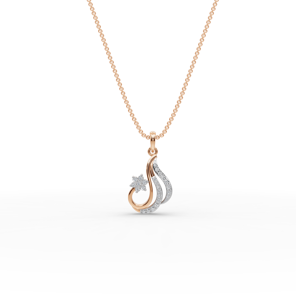Swirl Floral Lab-Grown Diamond Gold Pendant