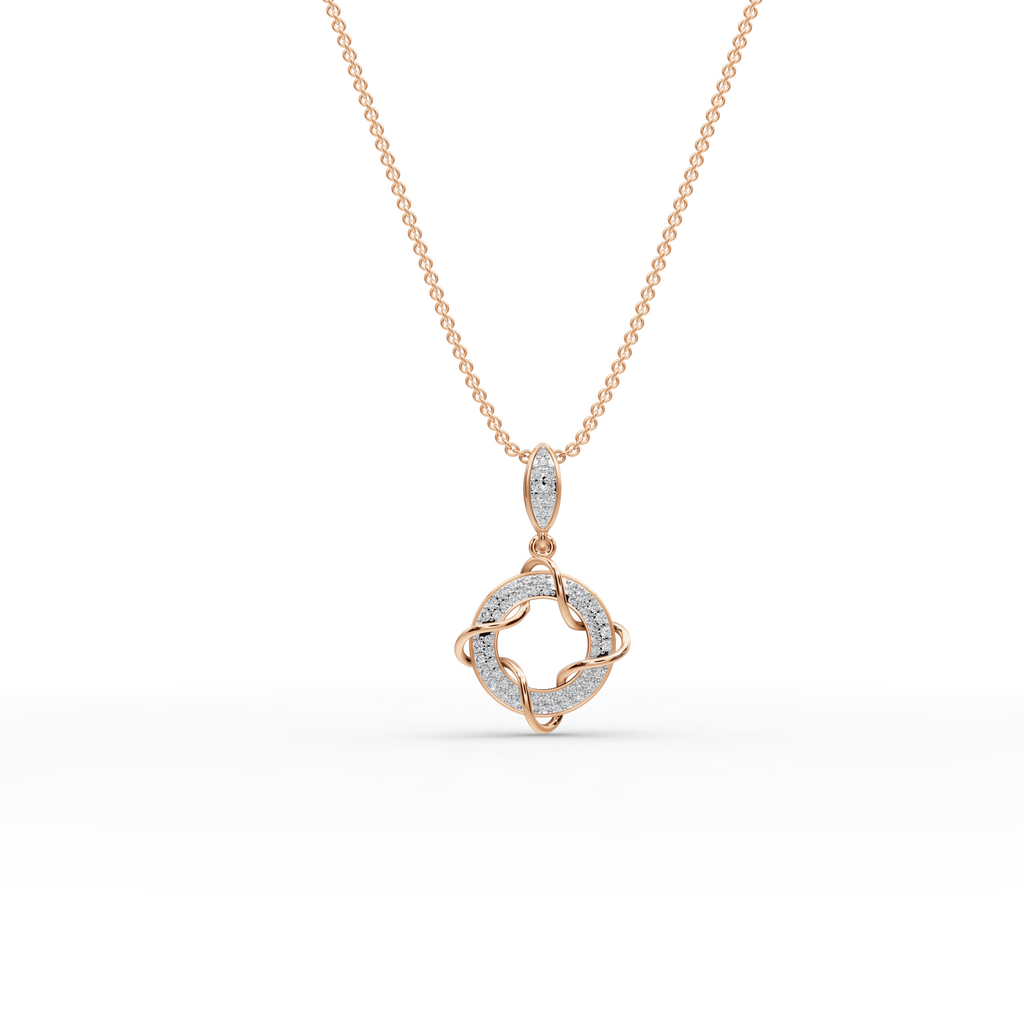 Elegant Knot Circle Diamond Pendant