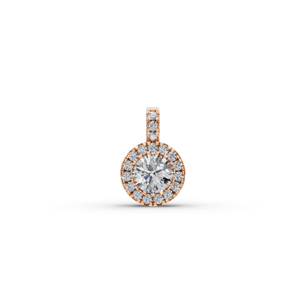 1.00 ct Romantic Lab Grown Round Diamond Halo Pendant