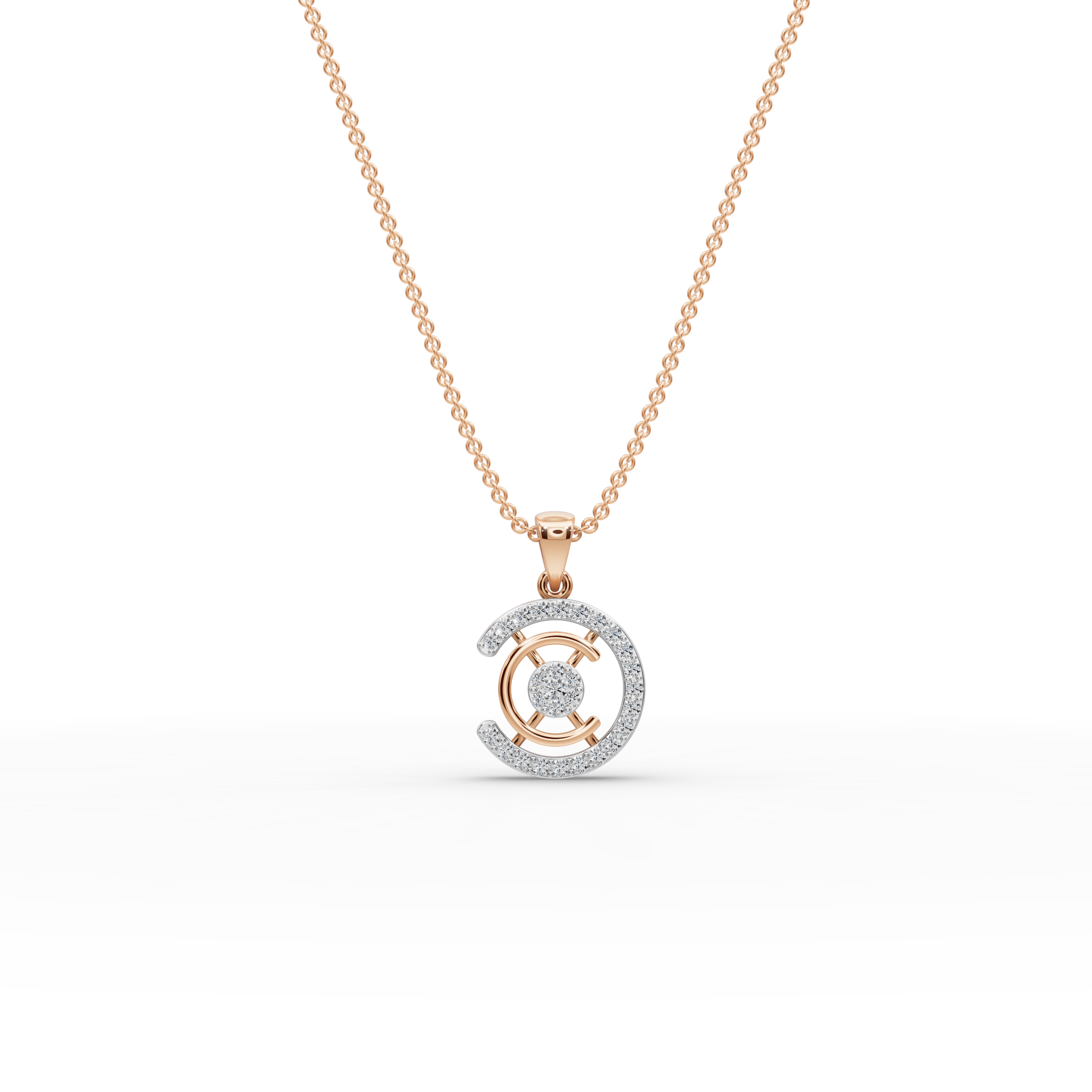 Contemporary Circle Lab-Grown Diamond Pendant