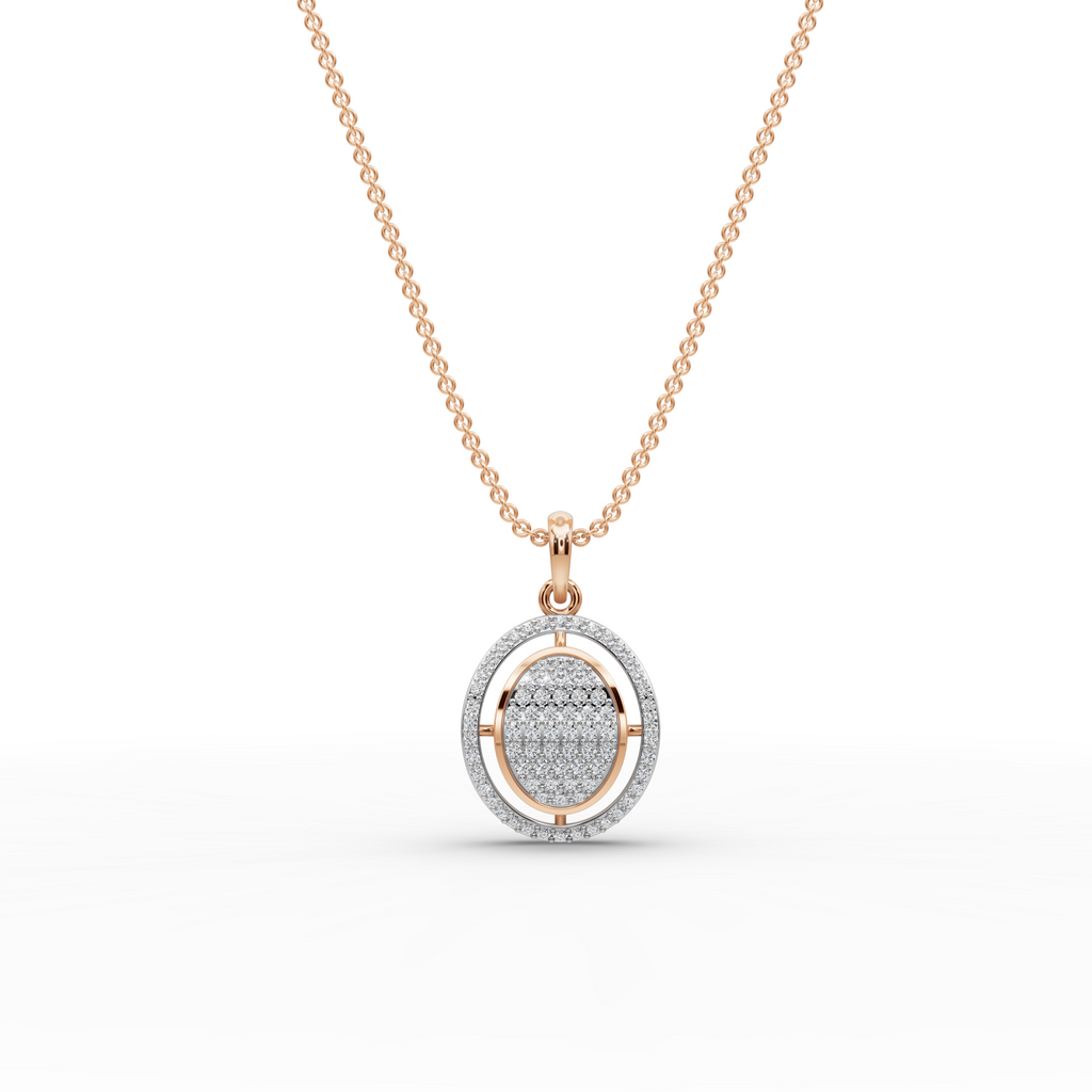 Dual Oval Lab-Grown Diamond Gold Pendant