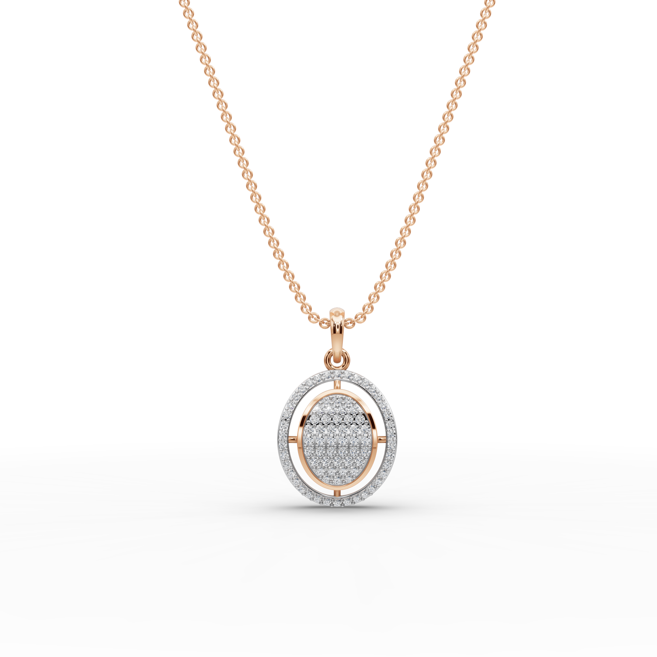 Dual Oval Lab-Grown Diamond Gold Pendant