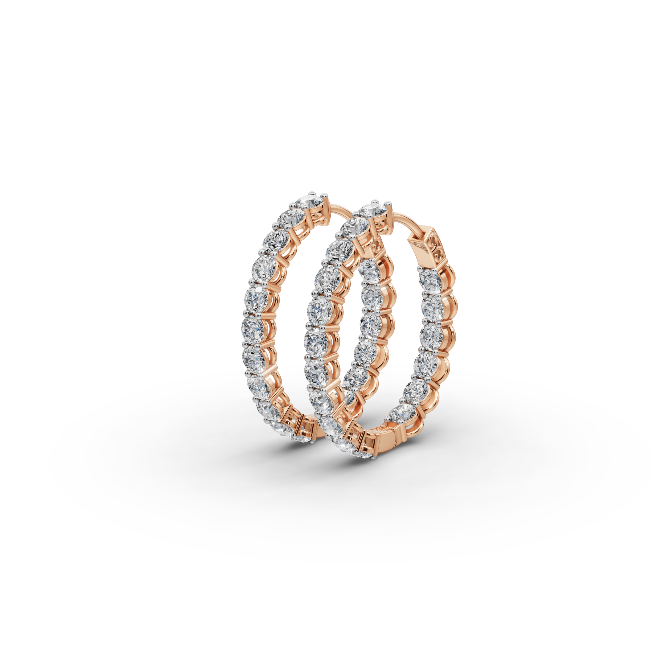 3.00 ct Designer Round Diamond-Studded Oval Shape Hoop EarHoops Earring