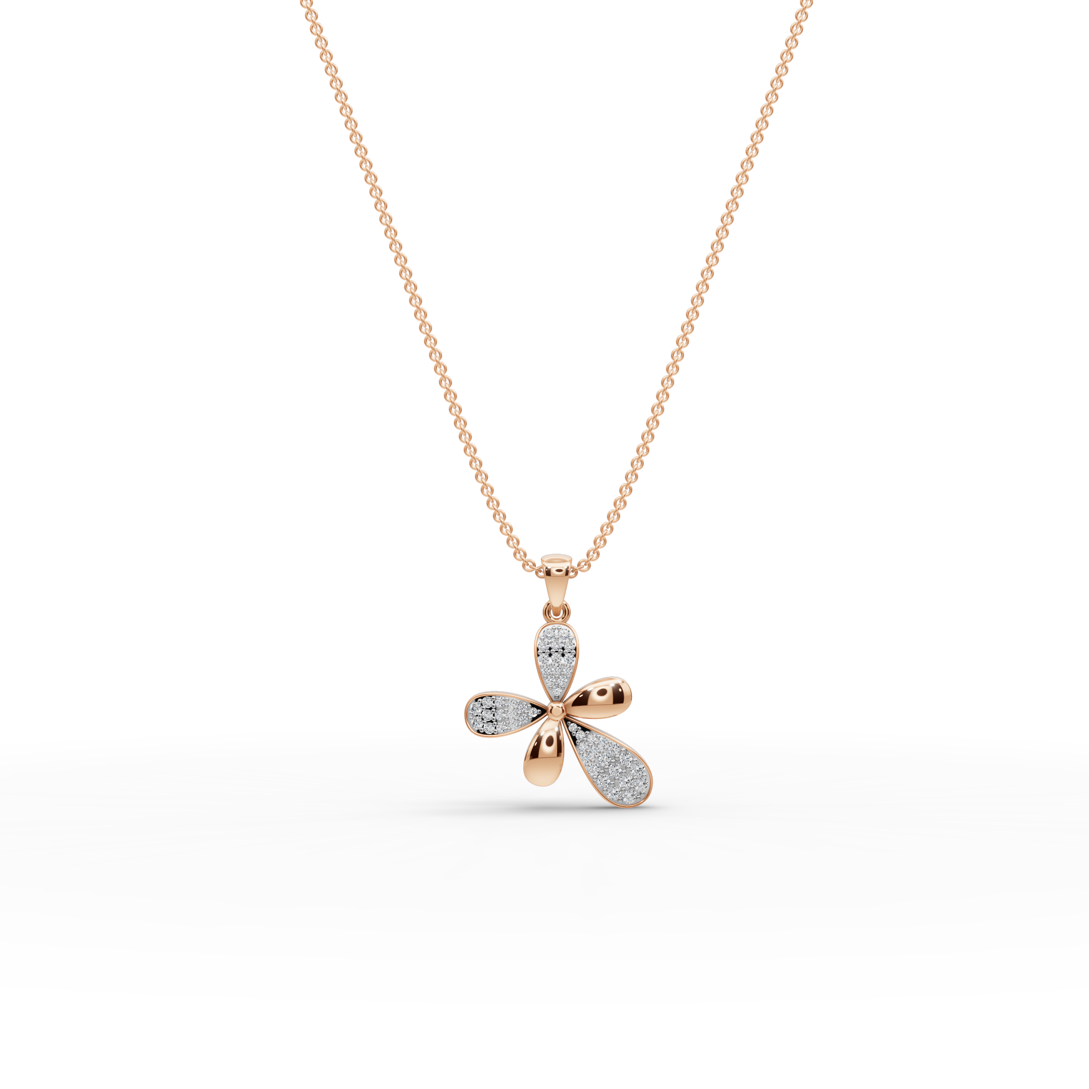 Five-Petal Floral Lab-Grown Diamond Pendant