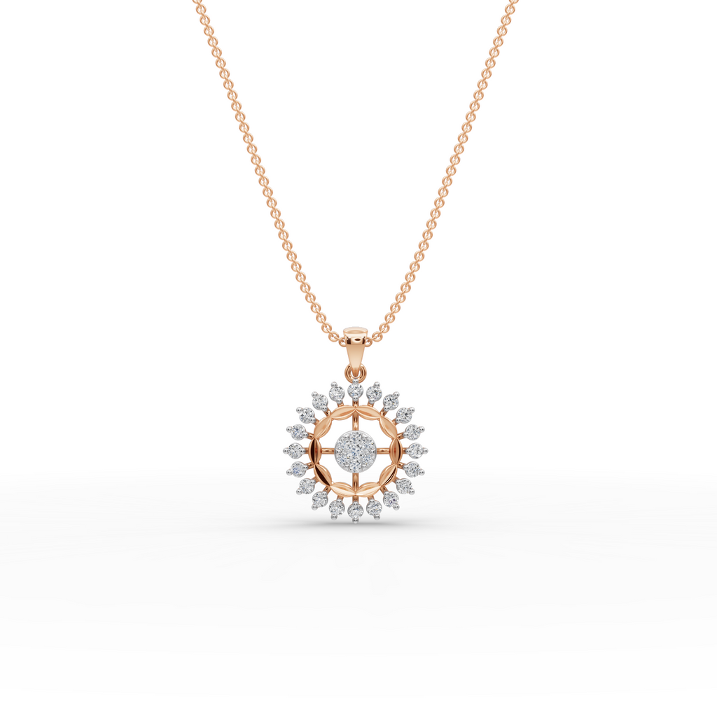 Sunburst Floral Lab-Grown Diamond Pendant