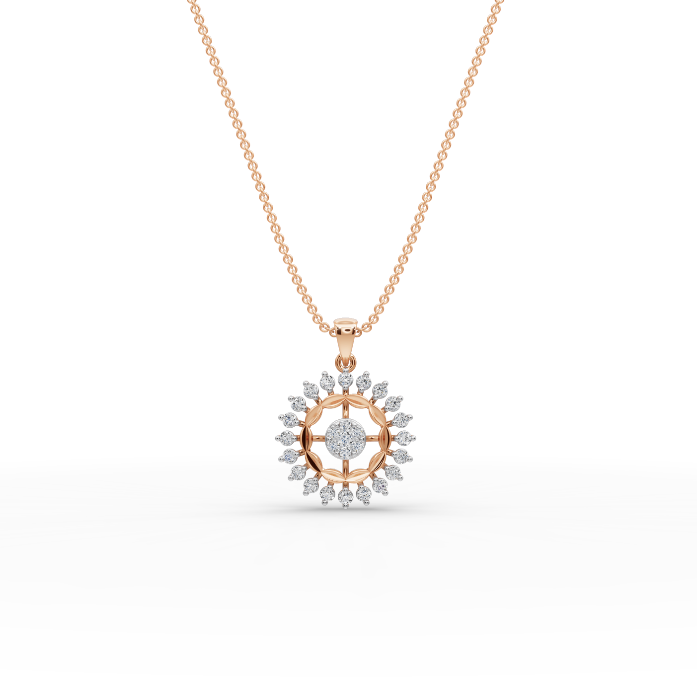 Sunburst Floral Lab-Grown Diamond Pendant