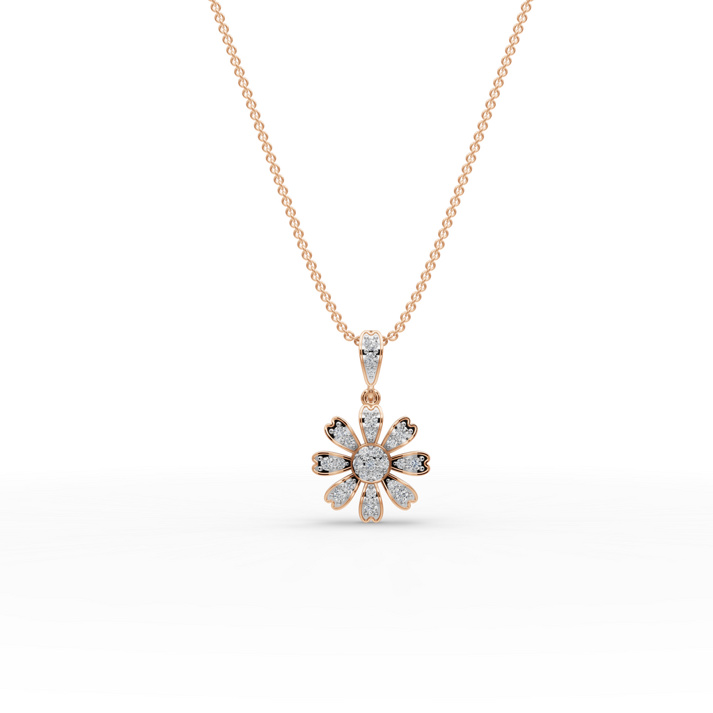 Floral Lab-Grown Diamond Gold Pendant
