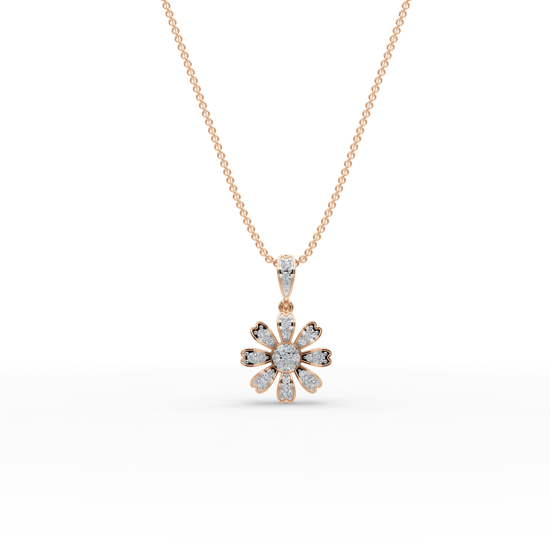 Floral Lab-Grown Diamond Gold Pendant