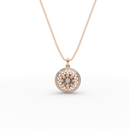Lotus Floral Lab-Grown Diamond Gold Pendant