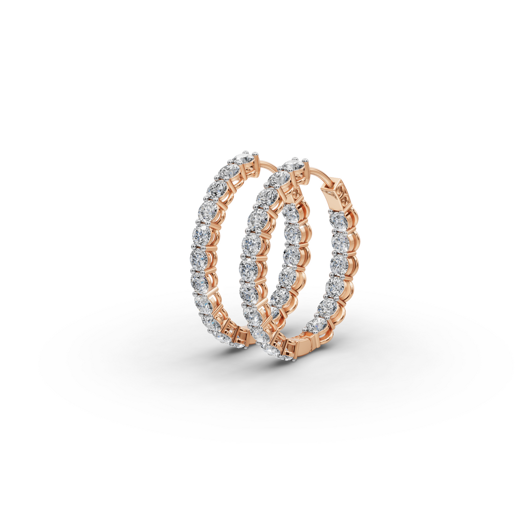 3.00 ct Designer Round Diamond-Studded Oval Shape Hoop EarHoops Earring