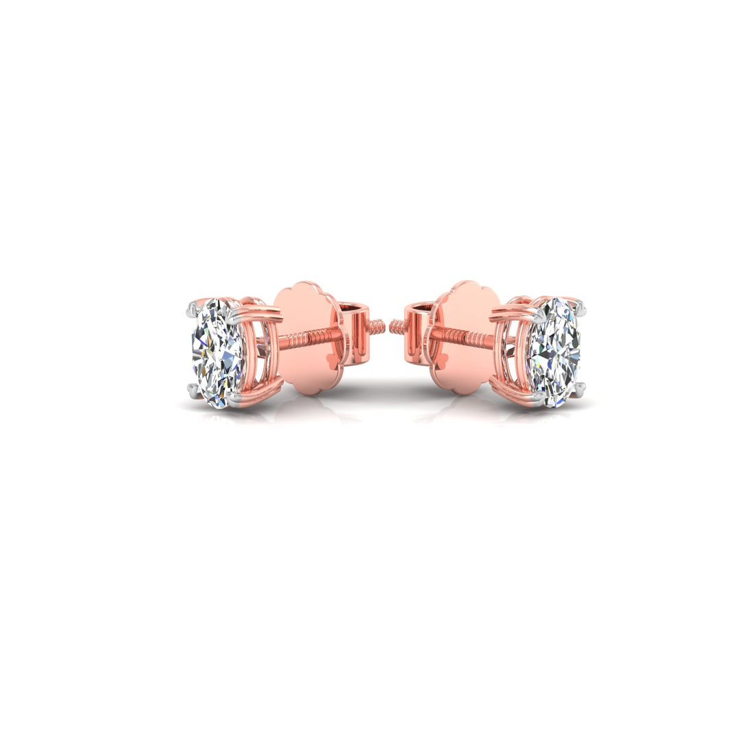 Elegant Oval Solitaire Stud Earrings with 0.50 Ct. CVD Lab-Grown Diamonds.