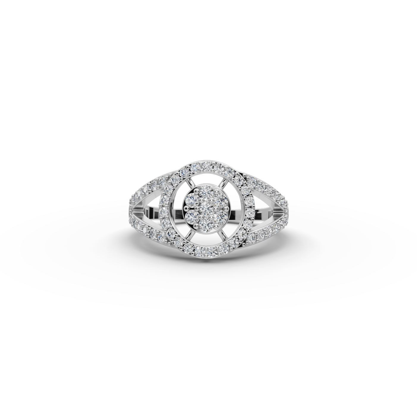 Split Band Cluster Lab-Grown Diamond Ring