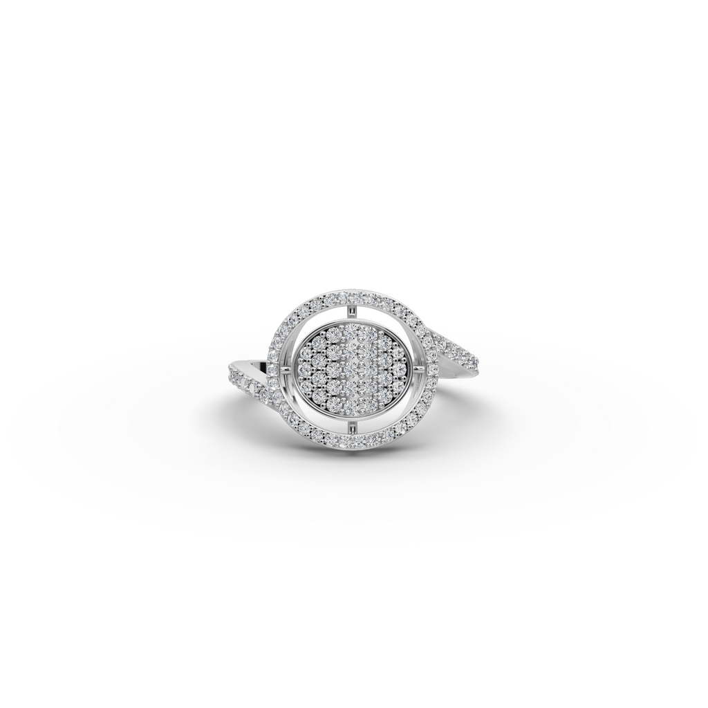 Pave Circle Halo Lab-Grown Diamond Ring