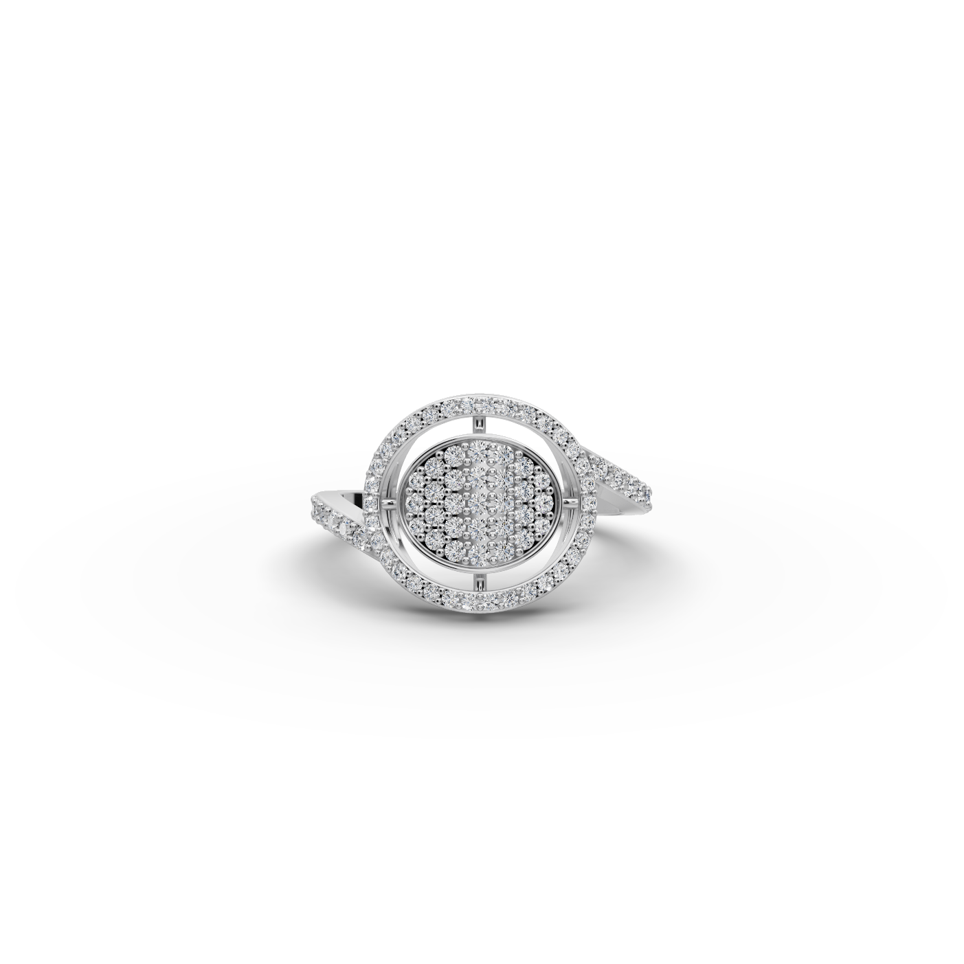 Pave Circle Halo Lab-Grown Diamond Ring