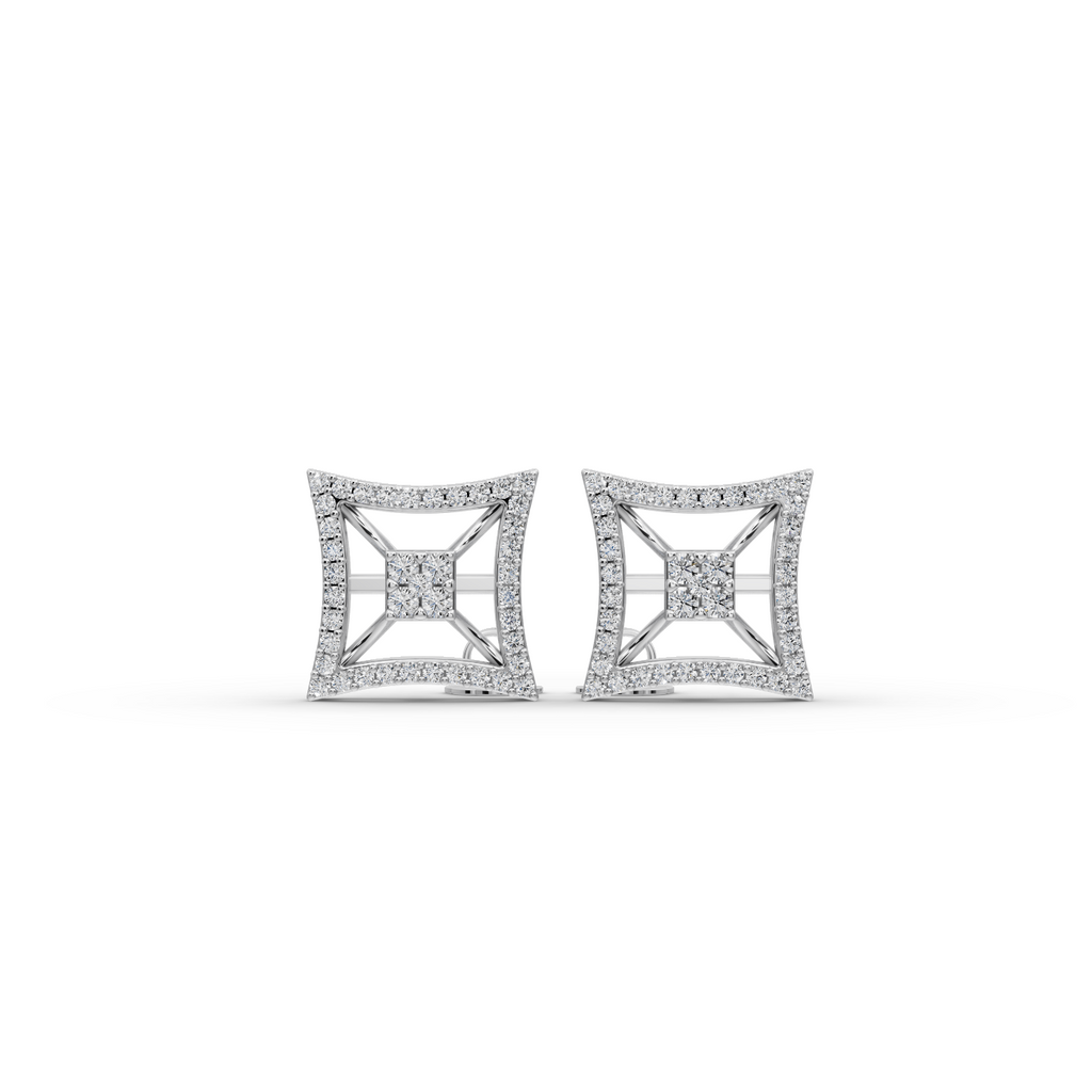 Square Halo Lab-Grown Diamond Earrings