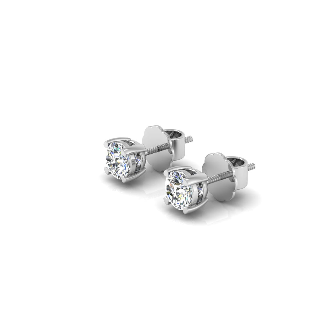Classic Round Solitaire Stud Earrings with 0.50 Ct. CVD Lab-Grown Diamonds.