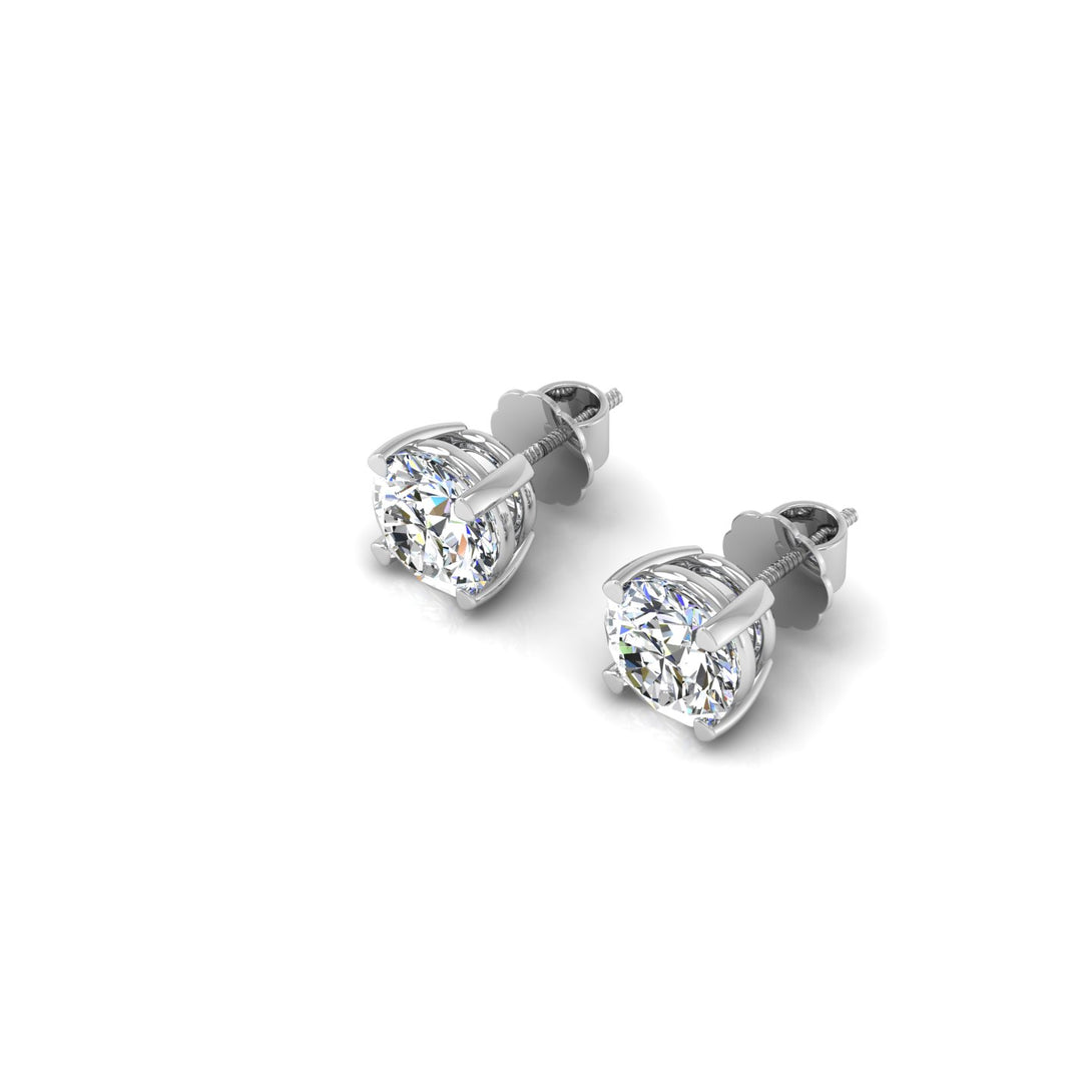 Classic Round Solitaire Stud Earrings with 2.00 Ct. CVD Lab-Grown Diamonds.