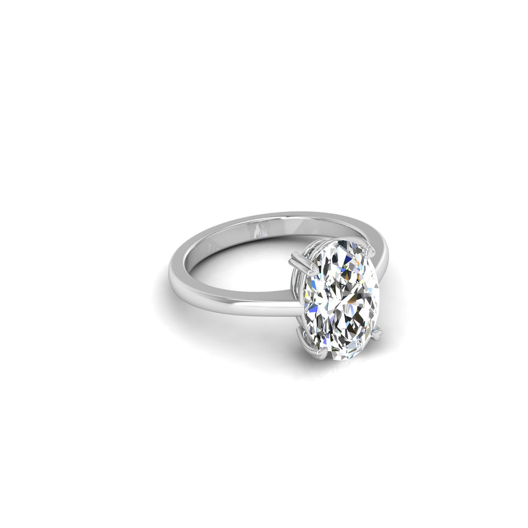 Elegant Oval Solitaire Ring with CVD 3.00 Ct. Lab-Grown Diamond.