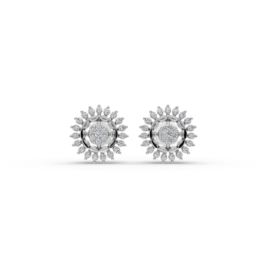 Sunburst Halo Lab-Grown Diamond Earrings