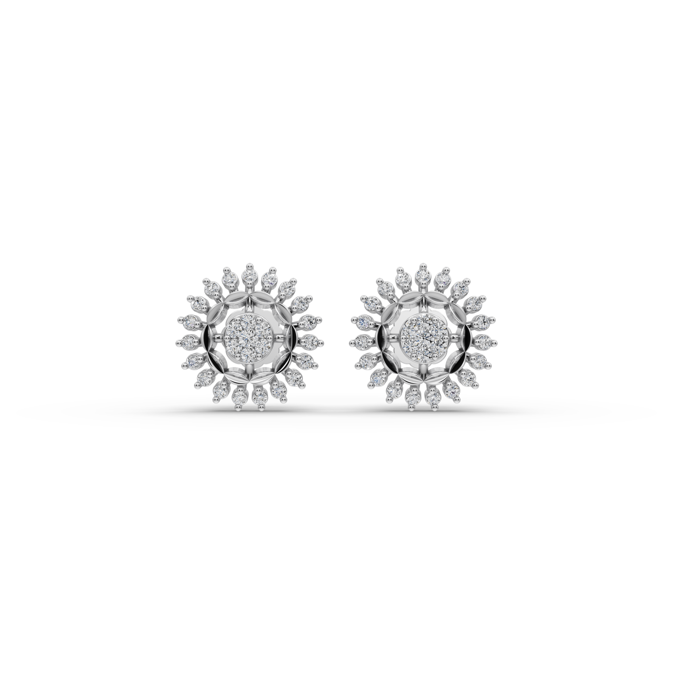 Sunburst Halo Lab-Grown Diamond Earrings