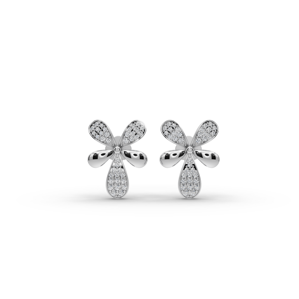 Four Petal Lab-Grown Diamond Earrings
