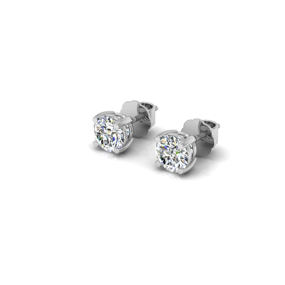 Classic Round Solitaire Stud Earrings with 1.00 Ct. CVD Lab-Grown Diamonds.