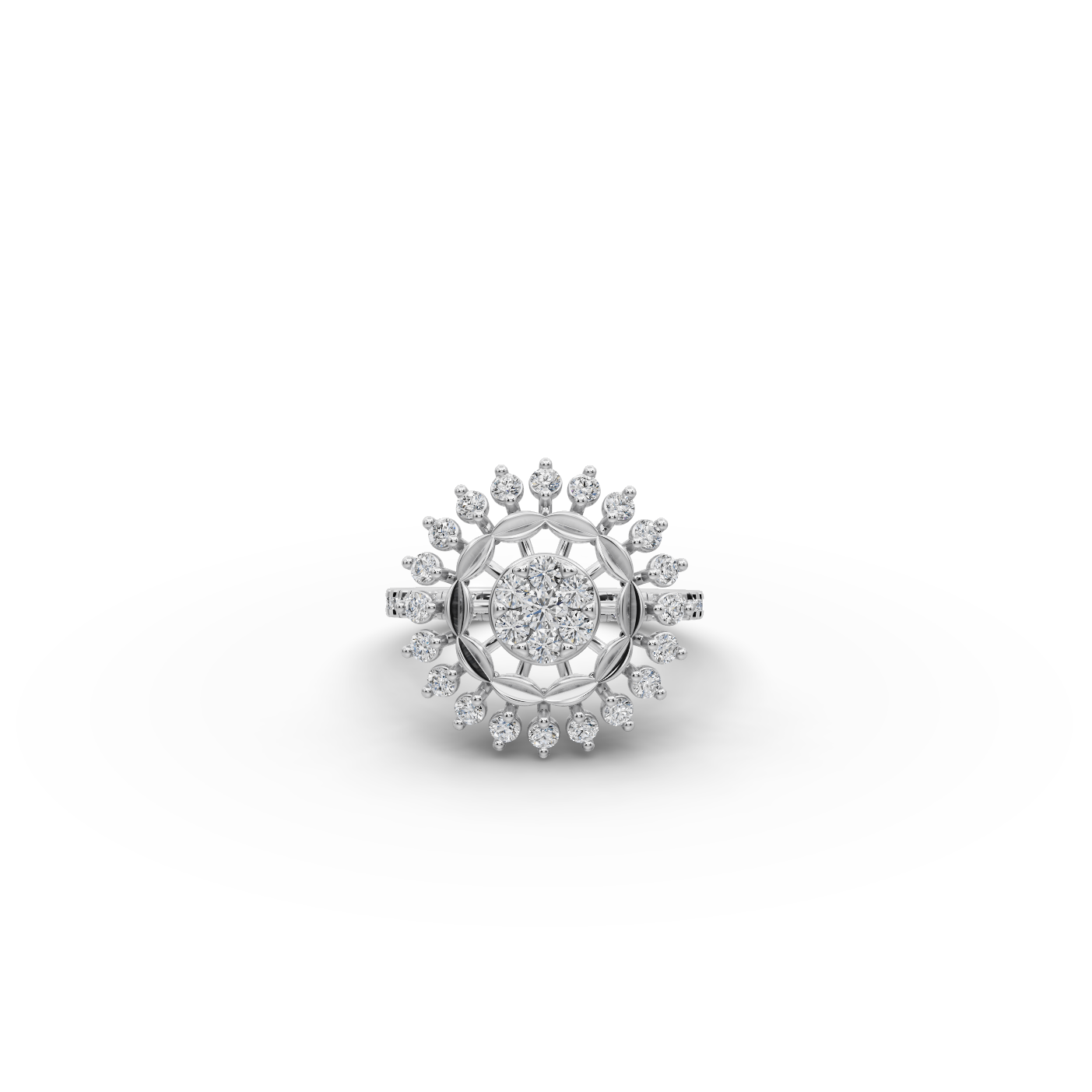 Sunburst Cluster Lab-Grown Diamond Ring