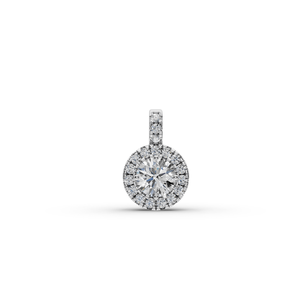 1.00 ct Romantic Lab Grown Round Diamond Halo Pendant