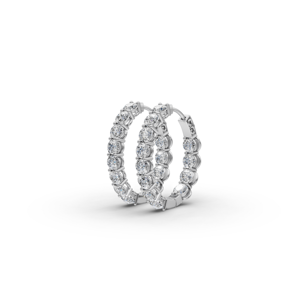 4.00 ct Best Quality Round Diamond Hoops in Oval Shape