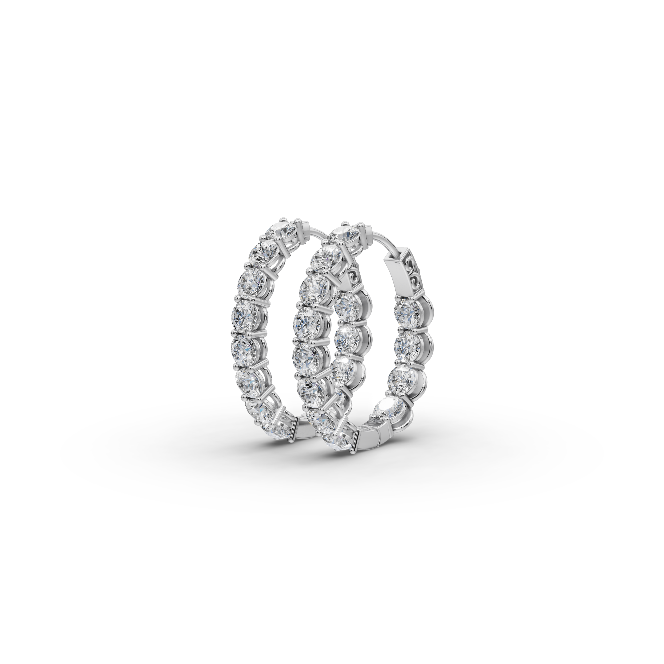 4.00 ct Best Quality Round Diamond Hoops in Oval Shape