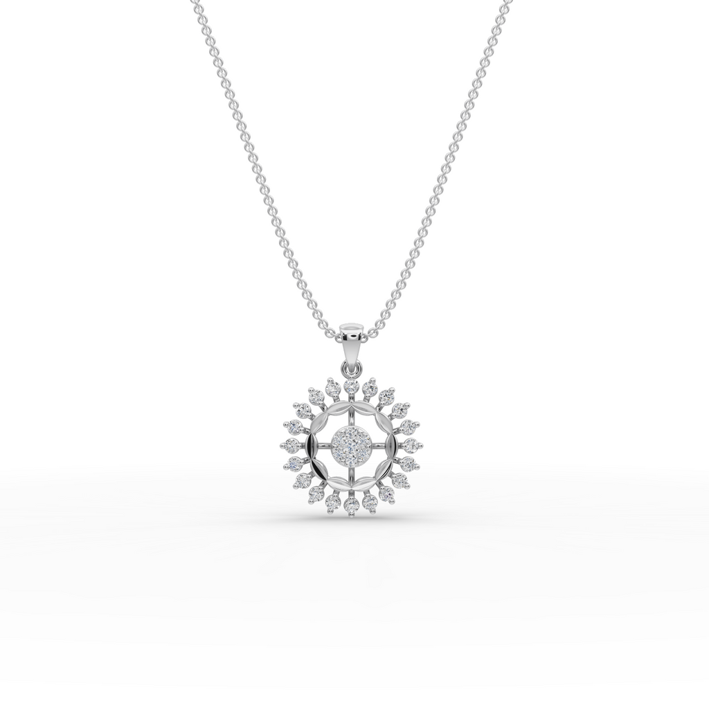 Sunburst Floral Lab-Grown Diamond Pendant