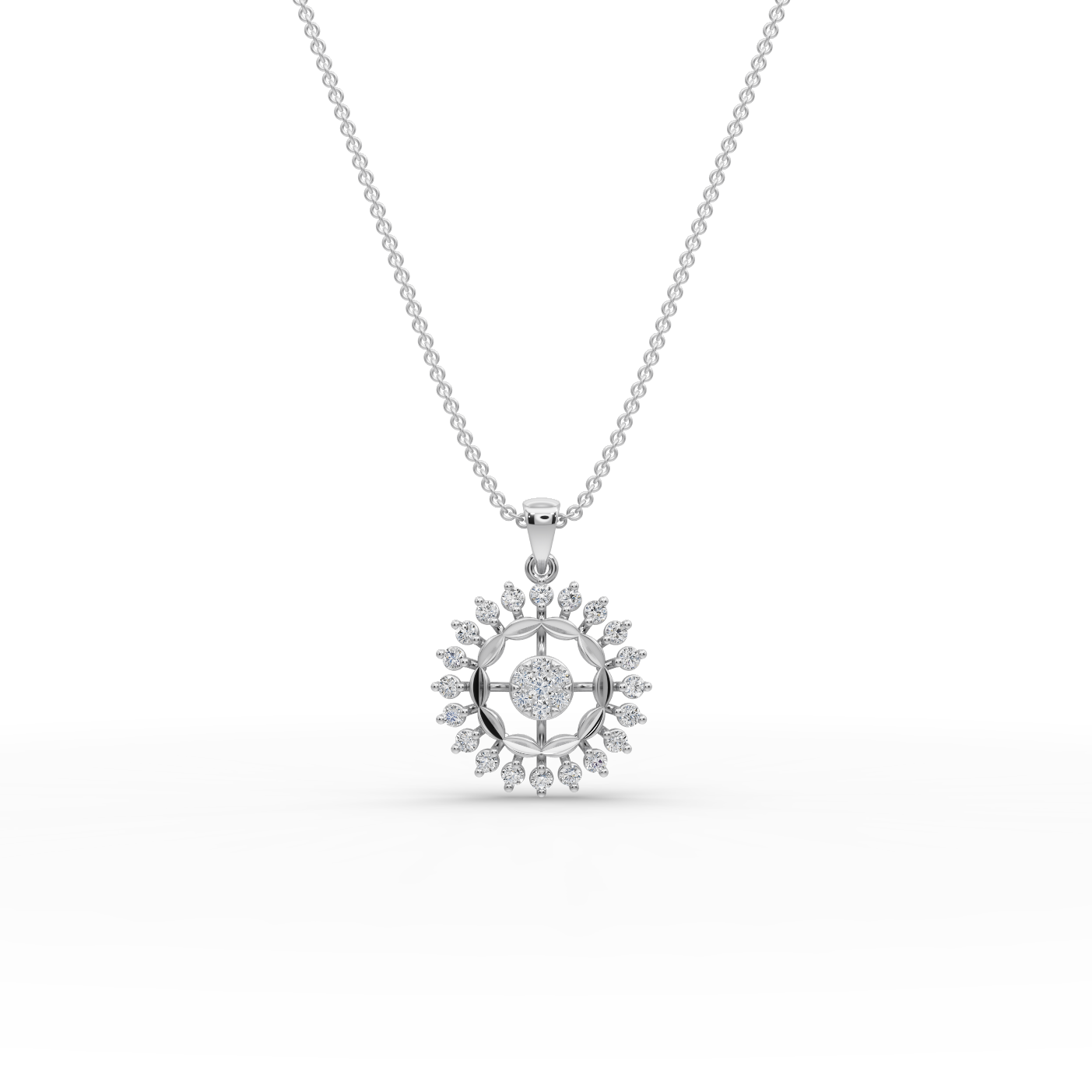 Sunburst Floral Lab-Grown Diamond Pendant