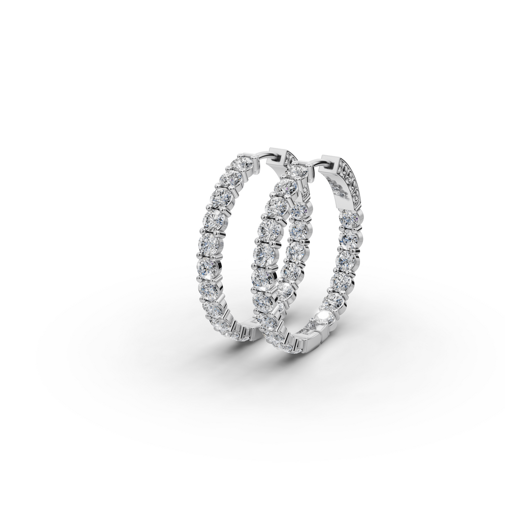3.00 ct Bridal Lab Diamond Round Hoop EarHoops Earring