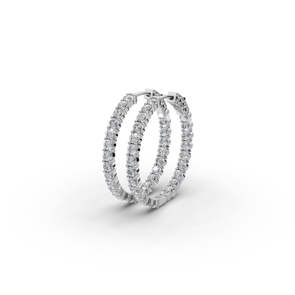 2.00ct Bold Lab Diamond Round Hoop EarHoops Earring