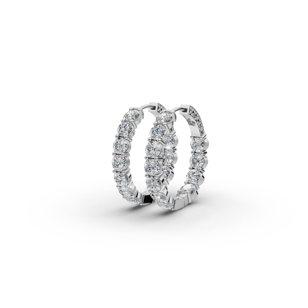 5.00 ct Minimalist Lab Diamond Round Hoop EarHoops Earring