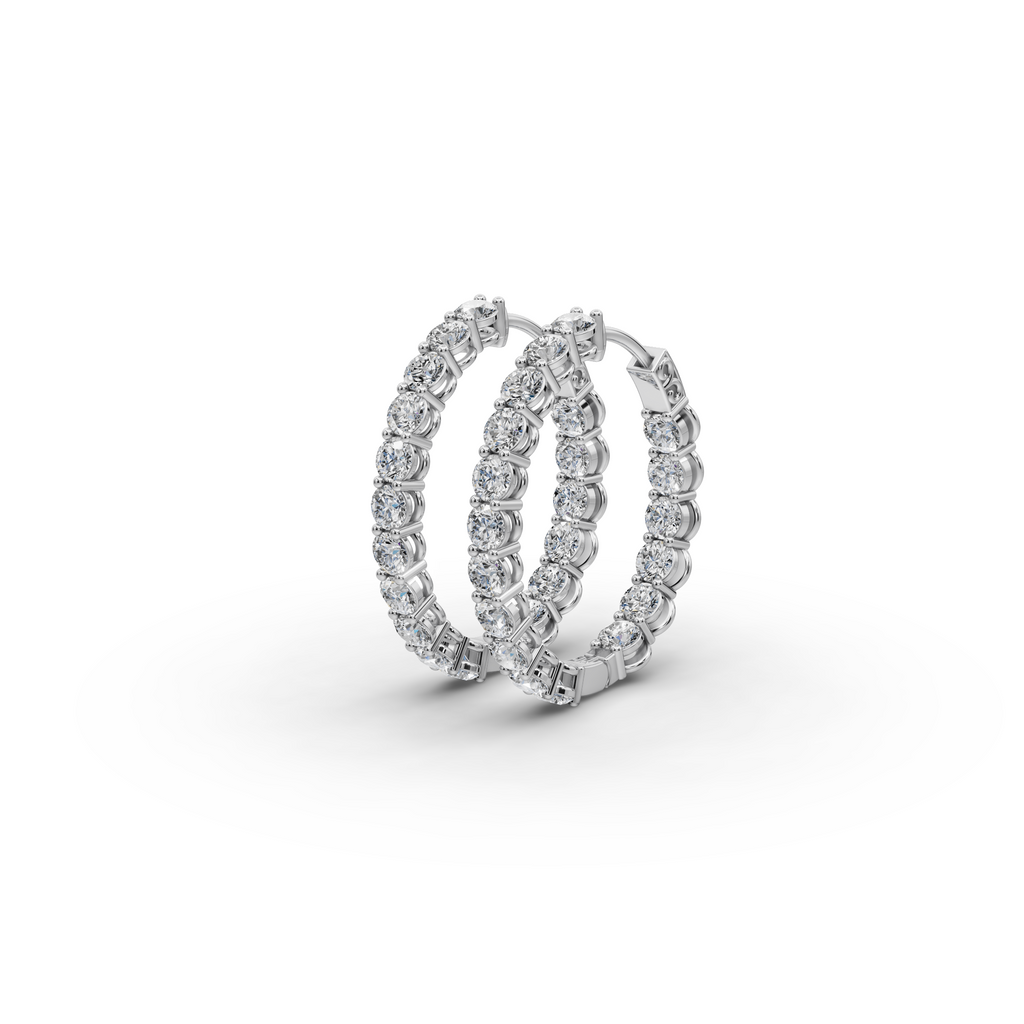 3.00 ct Designer Round Diamond-Studded Oval Shape Hoop EarHoops Earring